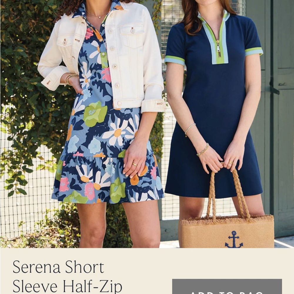 Spartina 449 Navy and Green Peruvian Cotton Dress with Gold Zipper - Picture 4 of 4